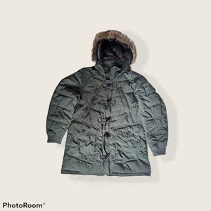 JETLAG rare faux fur hooded parka XXL Green Mens